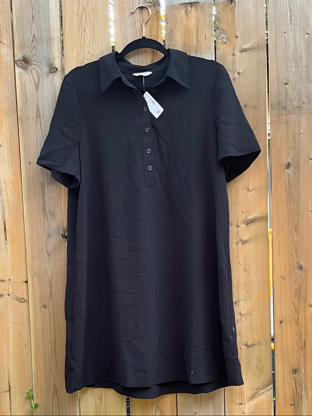 Reitmans Black Short Sleeve Collared Shirt Dress -